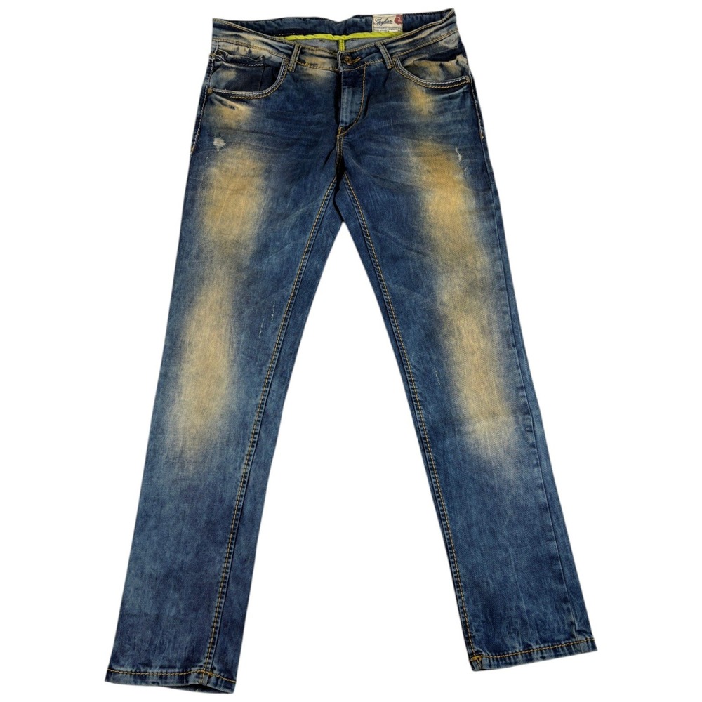 Spykar Skinny Jeans Mens 34x32 Blue Faded Low Waist Ultra Slim Thigh Narrow Leg‎